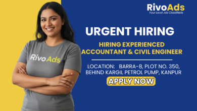 Recruitment notice for an experienced Accountant and Civil Engineer for the construction line Jobs in Kanpur, Divya Enterprises, Kanpur. Includes contact details and location.