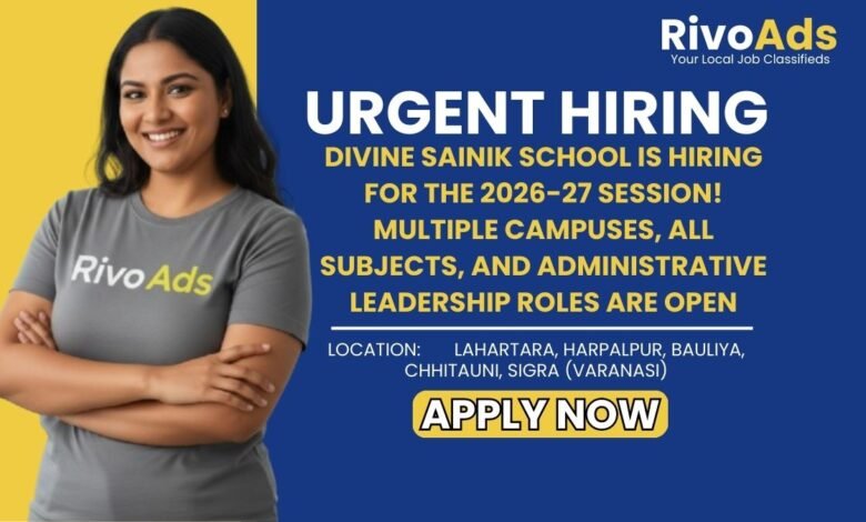 Jobs in Varanasi Divine Sainik School Teacher Recruitment 2026 27 Session