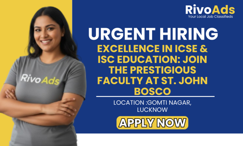 St John Bosco College Lucknow Jobs 2026 PGT Chemistry Vacancy