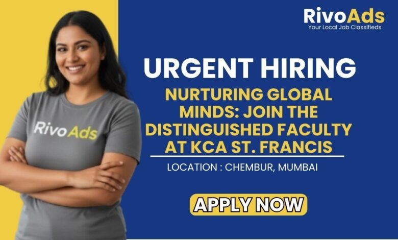 KCA St Francis International School Mumbai Recruitment 2026 IGCSE Teacher Vacancy