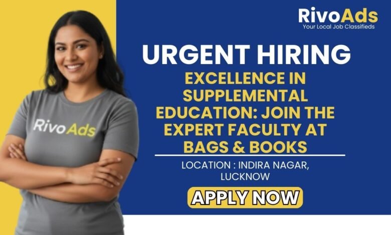 Bags and Books Coaching Indira Nagar Jobs 2026 Tutor Vacancy