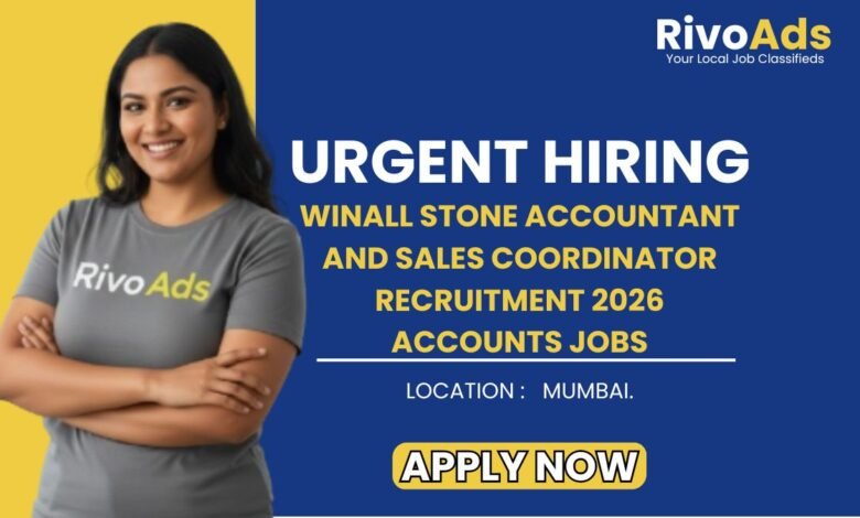 Winall Stone Accountant and Sales Coordinator Recruitment 2026 Accounts Jobs