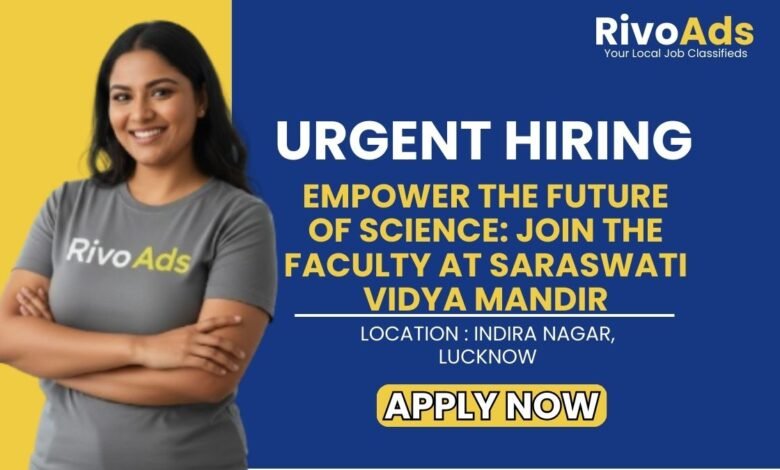 Saraswati Vidya Mandir Indira Nagar Recruitment 2026 PGT Vacancy