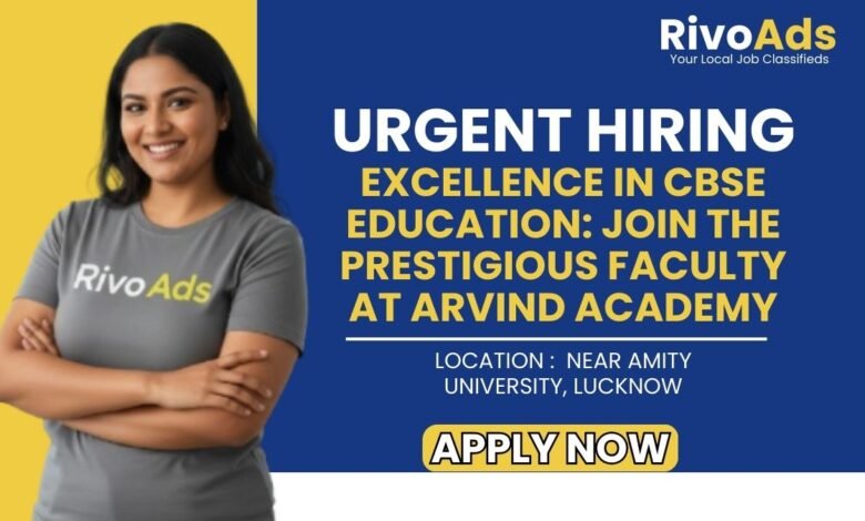Arvind Academy Lucknow Jobs 2026 PGT English Vacancy