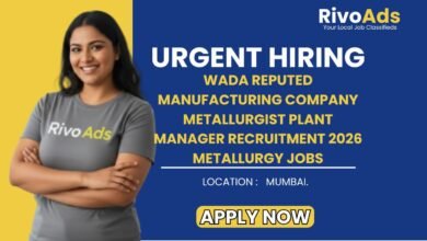 Wada Reputed Manufacturing Company Metallurgist Plant Manager Recruitment 2026 Metallurgy Jobs