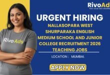 Nallasopara West Shurparaka English Medium School and Junior College Recruitment 2026 Teaching Jobs