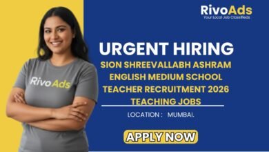 Sion Shreevallabh Ashram English Medium School Teacher Recruitment 2026 Teaching Jobs