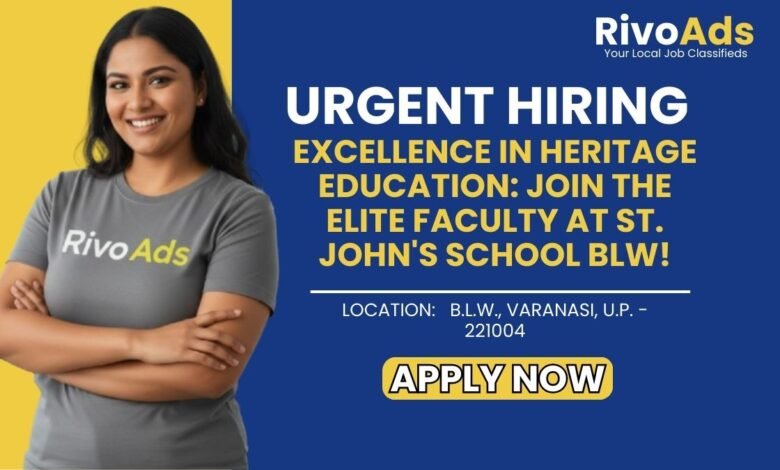 St Johns School BLW Varanasi Jobs 2026 PGT English Vacancy