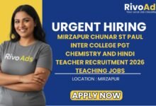 Mirzapur Chunar St Paul Inter College PGT Chemistry and Hindi Teacher Recruitment 2026 Teaching Jobs