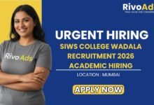 SIWS College Wadala Recruitment 2026 Academic Hiring