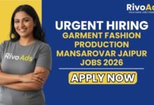 Garment Fashion Production Mansarovar Jaipur Jobs 2026