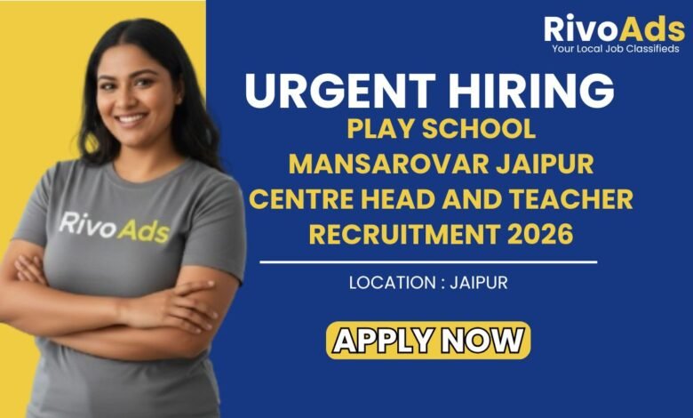 Play School Mansarovar Jaipur Centre Head and Teacher Recruitment 2026
