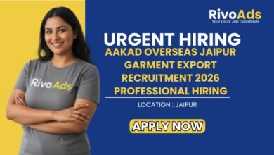 Aakad Overseas Jaipur Garment Export Recruitment 2026 Professional Hiring