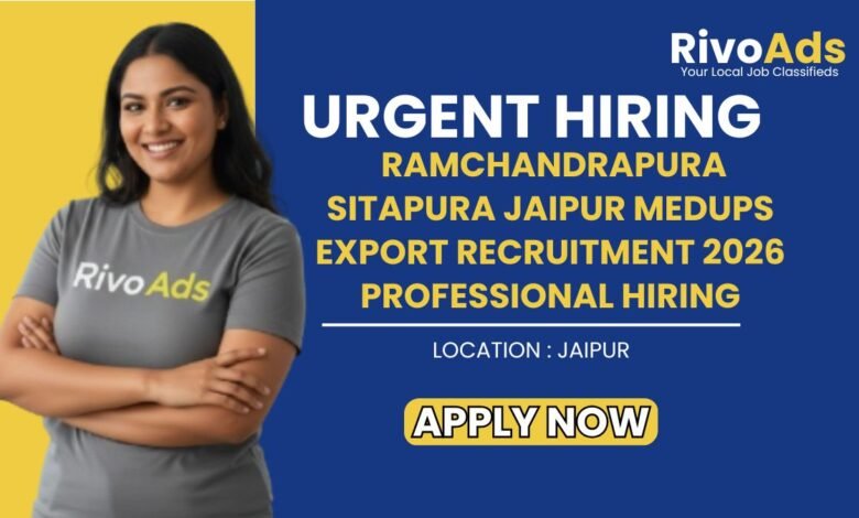 Ramchandrapura Sitapura Jaipur Medups Export Recruitment 2026 Professional Hiring