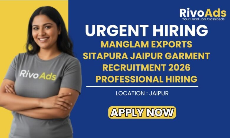 Manglam Exports Sitapura Jaipur Garment Recruitment 2026 Professional Hiring