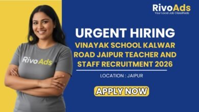 Vinayak School Kalwar Road Jaipur Teacher and Staff Recruitment 2026