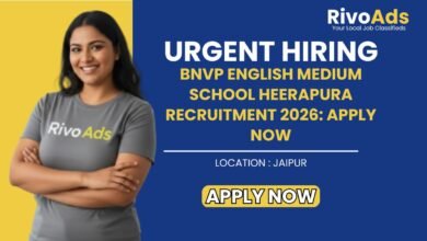 BNVP English Medium School Heerapura Recruitment 2026 Teacher Vacancy