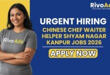 Professional recruitment for Chinese Chef, Waiter, and Helper at a reputed restaurant in Shyam Nagar, Kanpur.