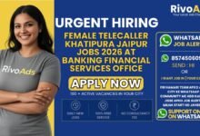 Female Telecaller Khatipura Jaipur Jobs 2026 at banking financial services office.