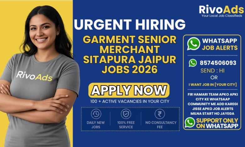 Garment Senior Merchant Sitapura Jaipur Jobs 2026 at AG Fashion export unit.