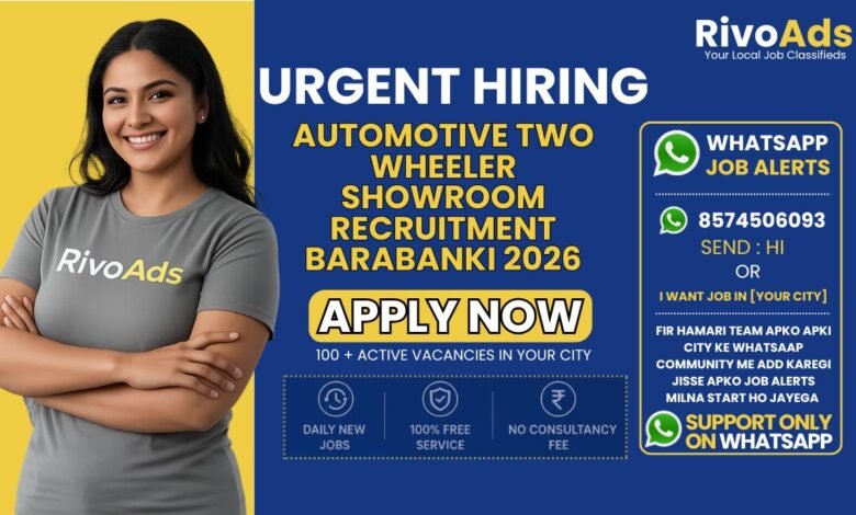 Two Wheeler Showroom Jobs Barabanki 2026 team at authorized dealership workshop.